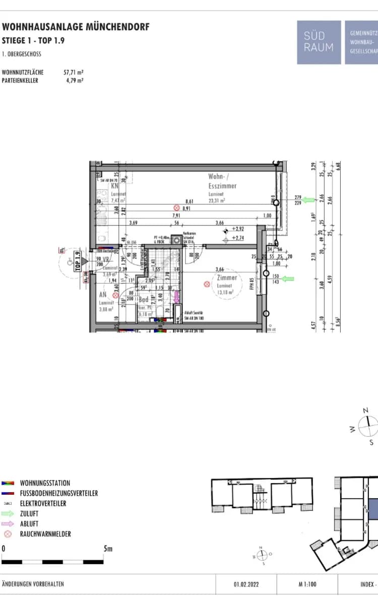 2-Zimmer-Wohnung mieten in Mödling – 57,71 m², € 717 – Bild 2 von 5