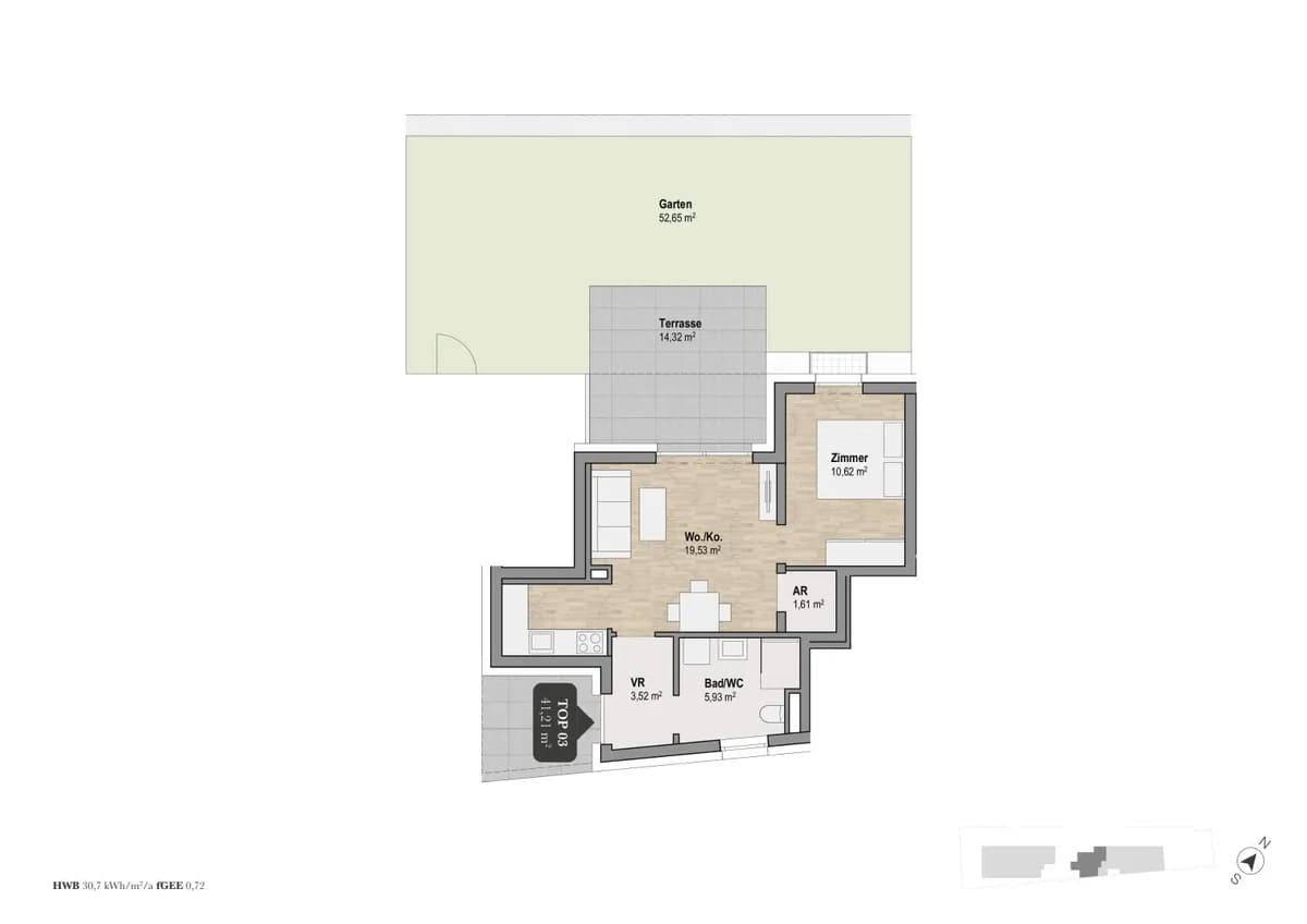 2-Zimmer-Wohnung kaufen in Graz – 41,21 m², € 226.655 – Bild 2 von 7