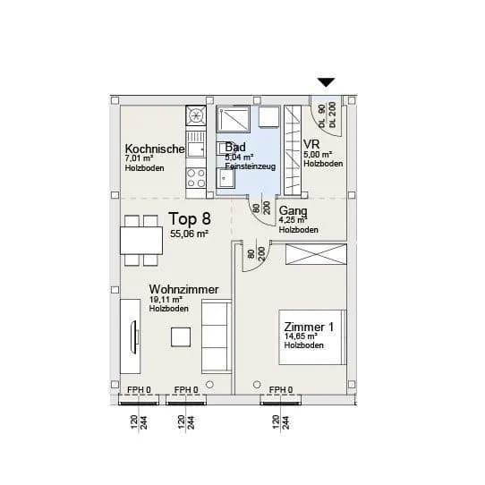 2-Zimmer-Wohnung mieten in Baden – 55 m², € 772 – Bild 8 von 8