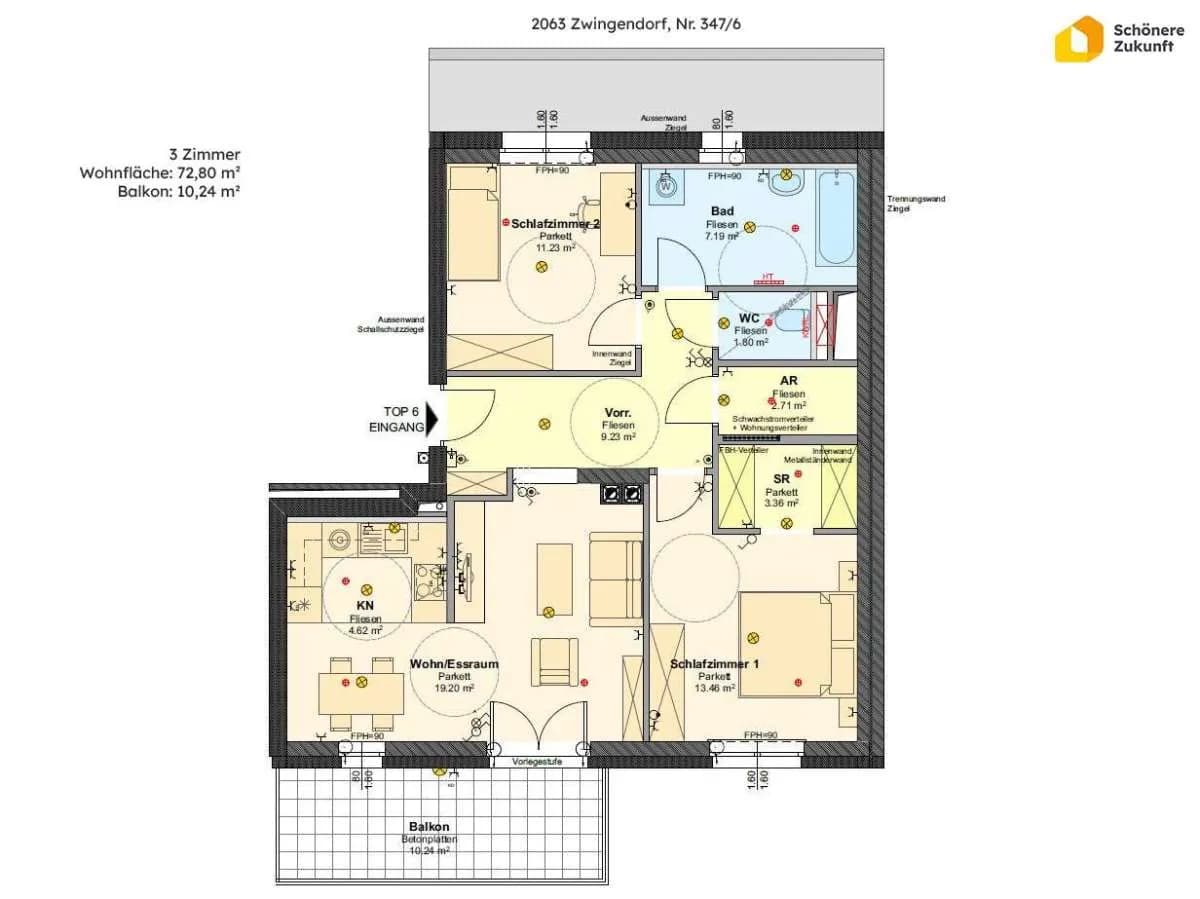 3-Zimmer-Wohnung mieten in Mistelbach – 72,8 m², € 934 – Bild 11 von 13