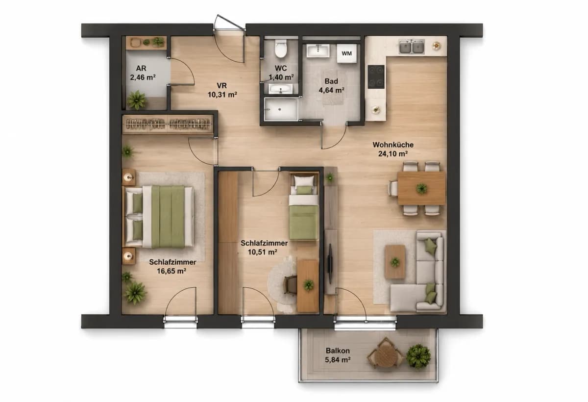 Wohnung kaufen in Baden – 52 m², € 234.000 – Bild 2 von 2