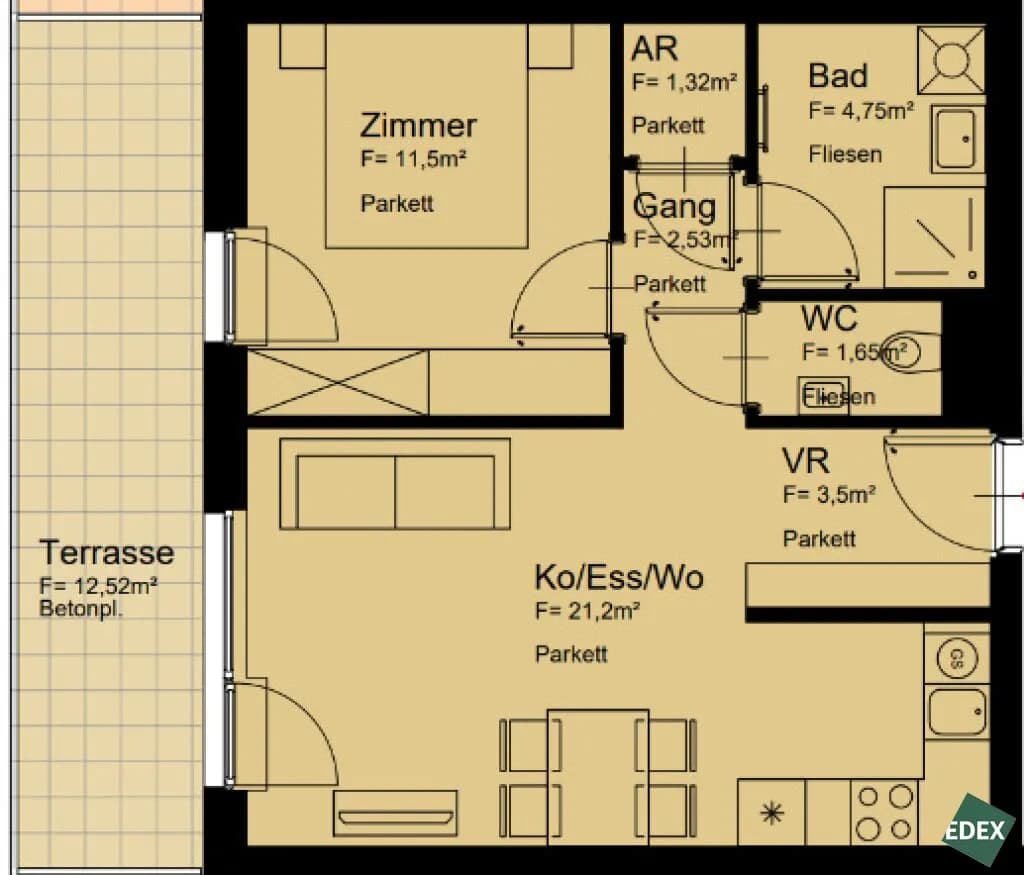 2-Zimmer-Wohnung mieten in Wien – 46 m², € 949 – Bild 15 von 15