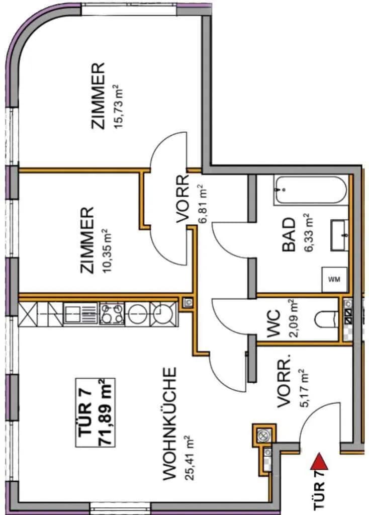 3-Zimmer-Wohnung kaufen in Wien – 71,87 m², € 345.000 – Bild 4 von 4