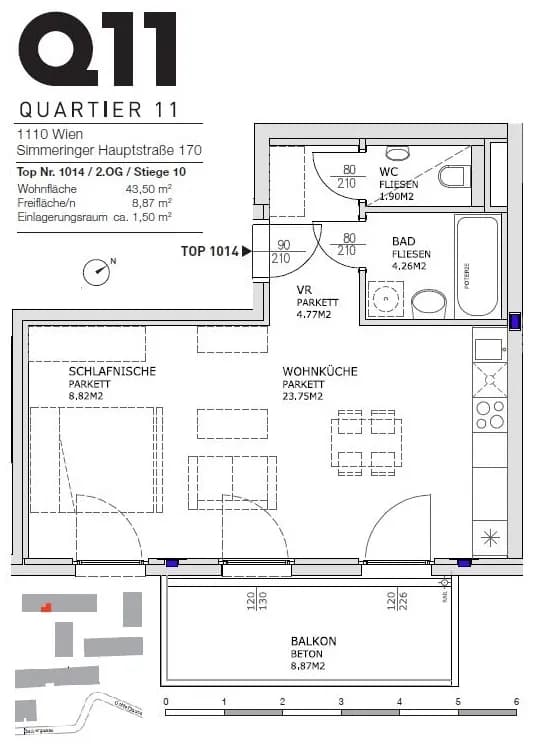 1-Zimmer-Wohnung mieten in Wien – 43,5 m², € 899 – Bild 12 von 13