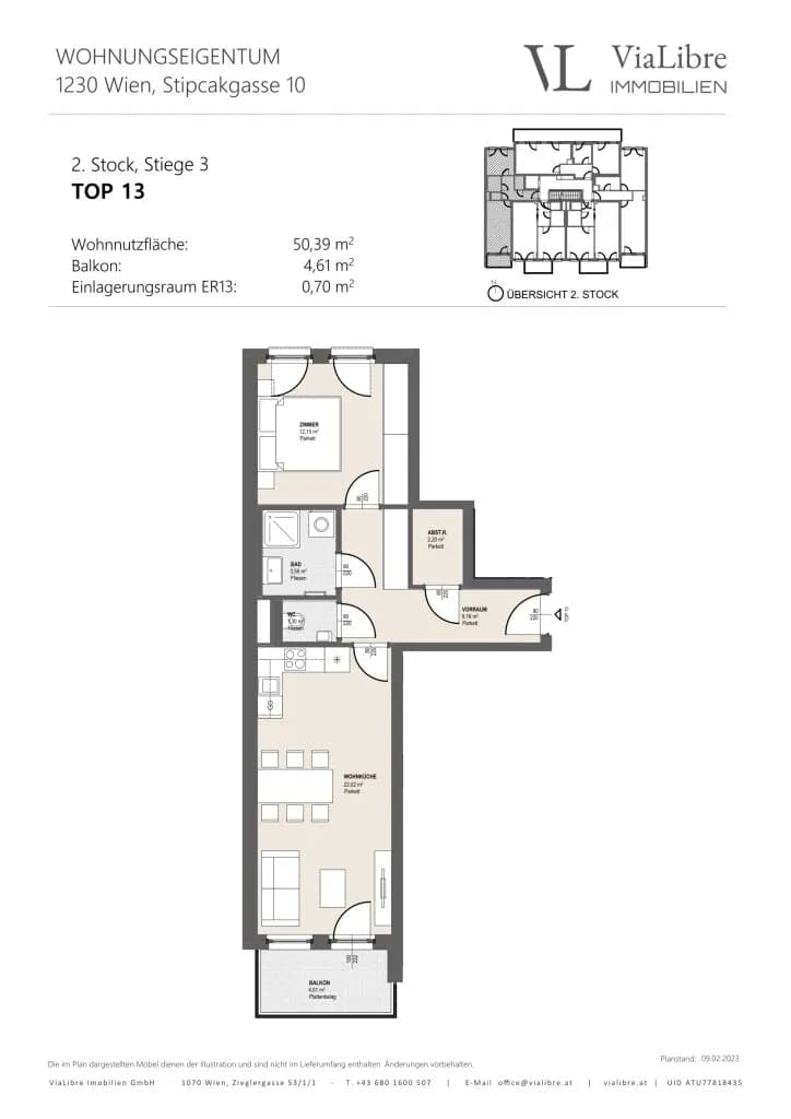 2-Zimmer-Wohnung kaufen in Wien – 50,6 m², € 305.000 – Bild 17 von 22