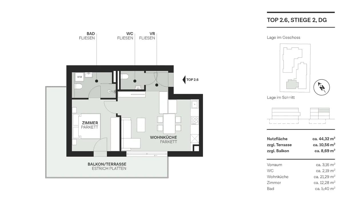 2-Zimmer-Wohnung kaufen in Wien – 44,32 m², € 419.000 – Bild 45 von 51