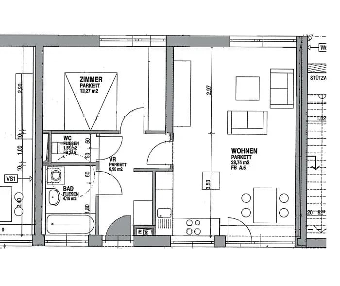 2-Zimmer-Wohnung mieten in Graz – 53,6 m², € 775 – Bild 2 von 14