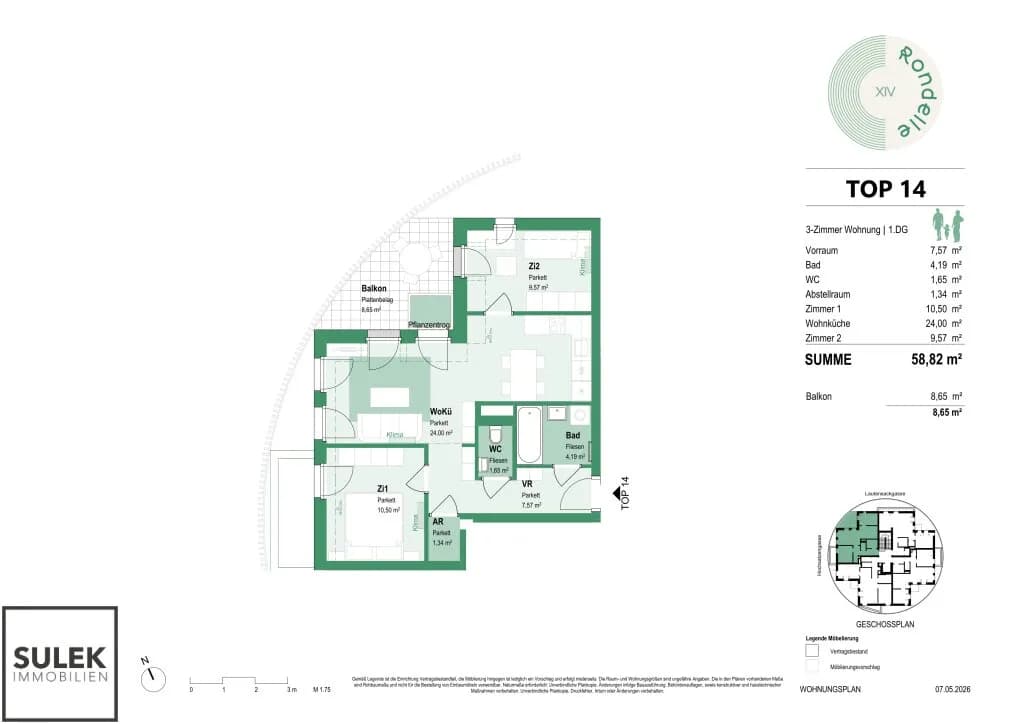 3-Zimmer-Wohnung mieten in Wien – 55,82 m², € 1.499 – Bild 20 von 20