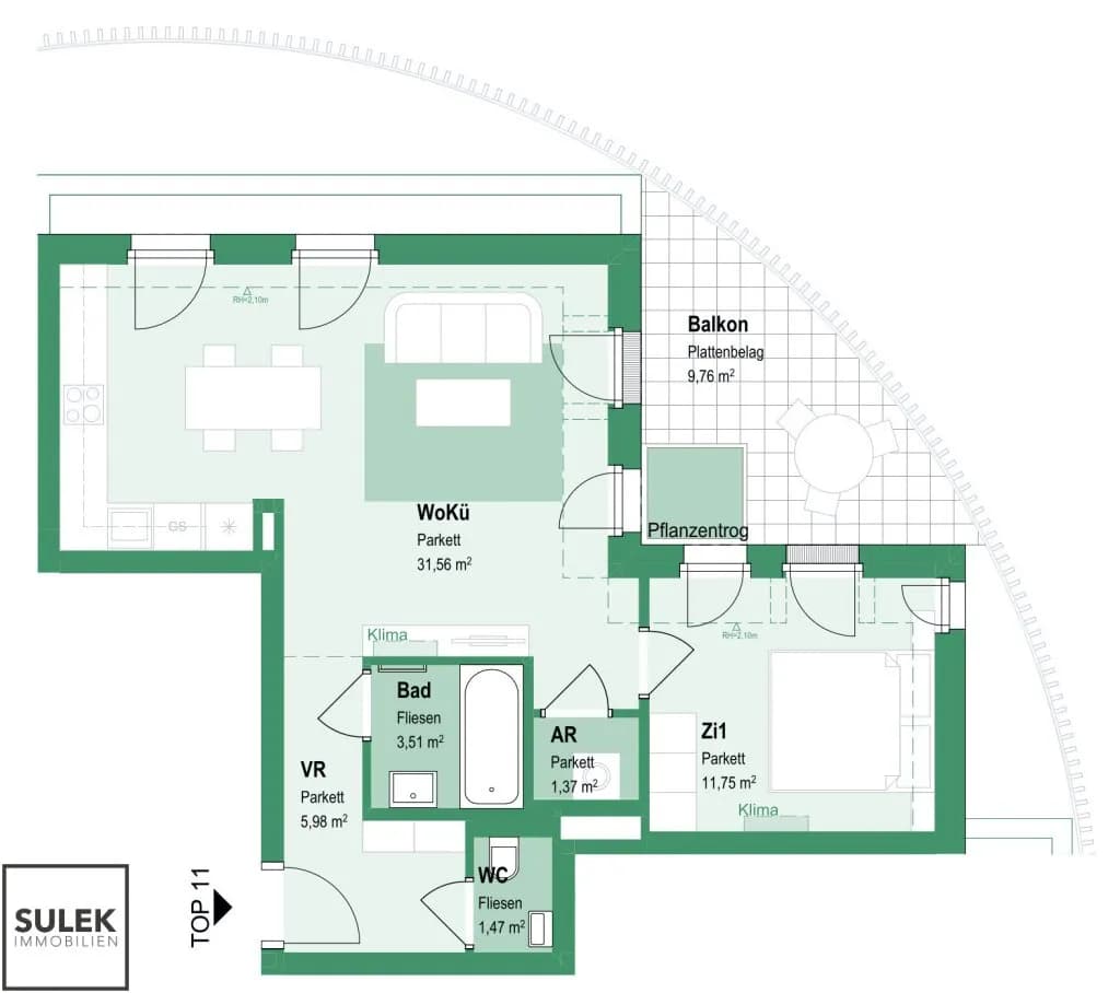2-Zimmer-Wohnung mieten in Wien – 55,64 m², € 1.399 – Bild 14 von 15