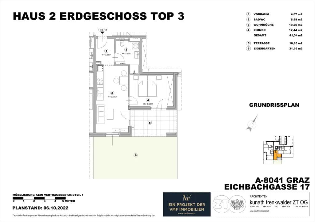 2-Zimmer-Wohnung mieten in Graz – 41,02 m², € 687