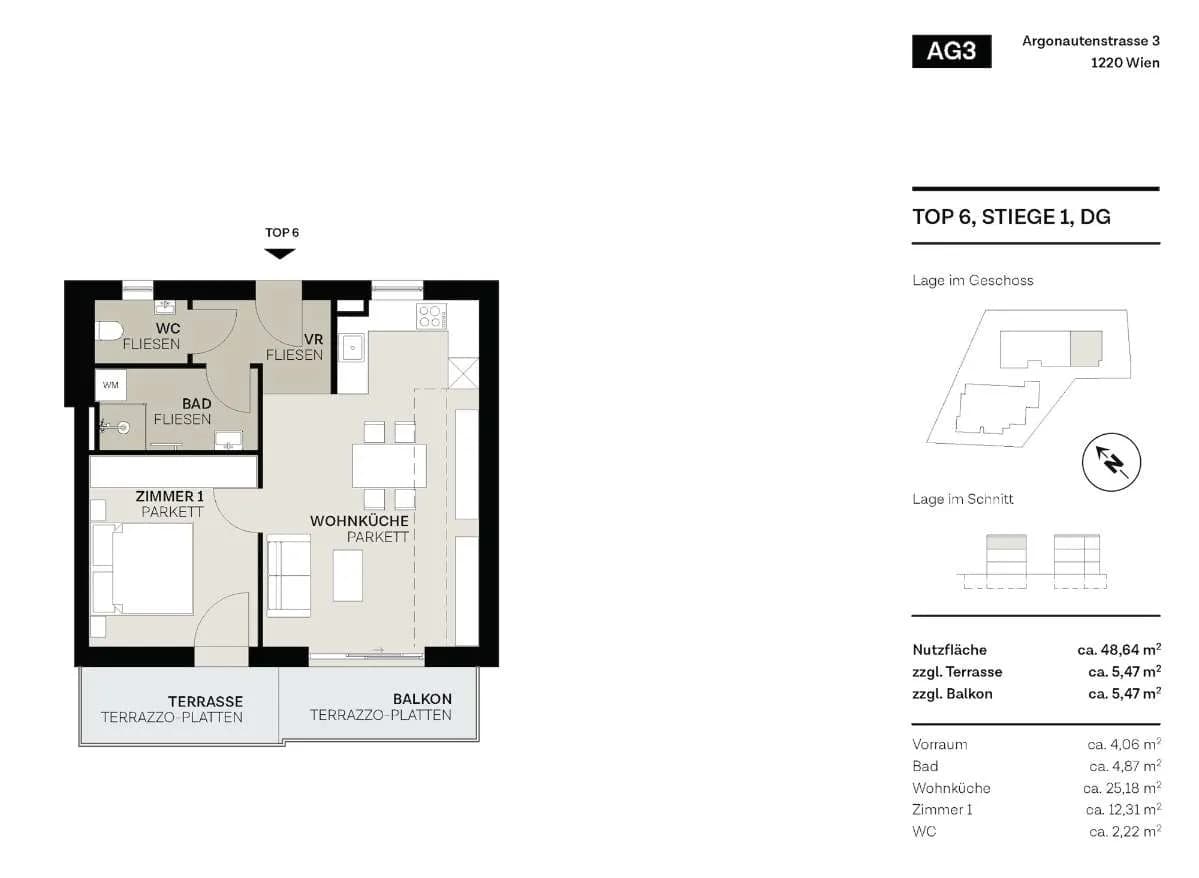 2-Zimmer-Wohnung kaufen in Wien – 48,64 m², € 489.000 – Bild 8 von 14