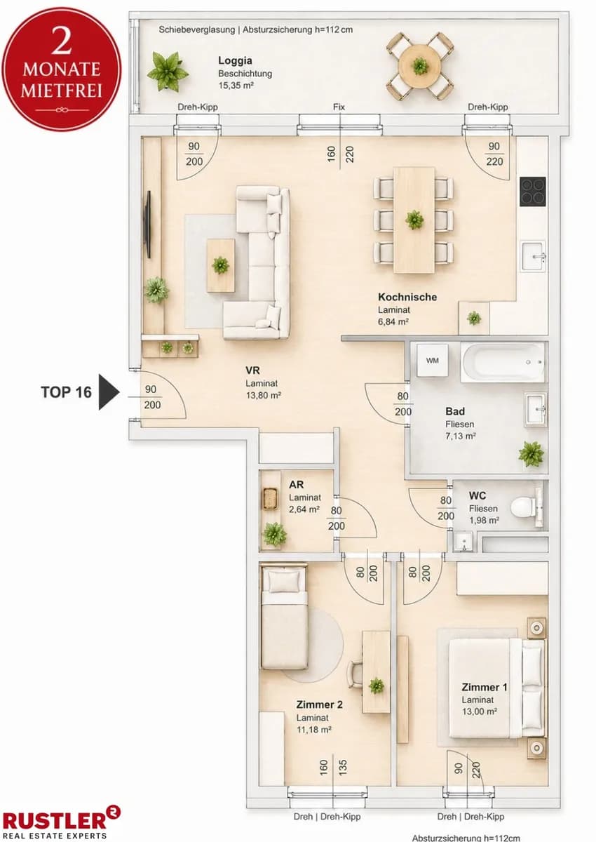3-Zimmer-Wohnung mieten in Graz – 86,48 m², € 909 – Bild 1 von 2