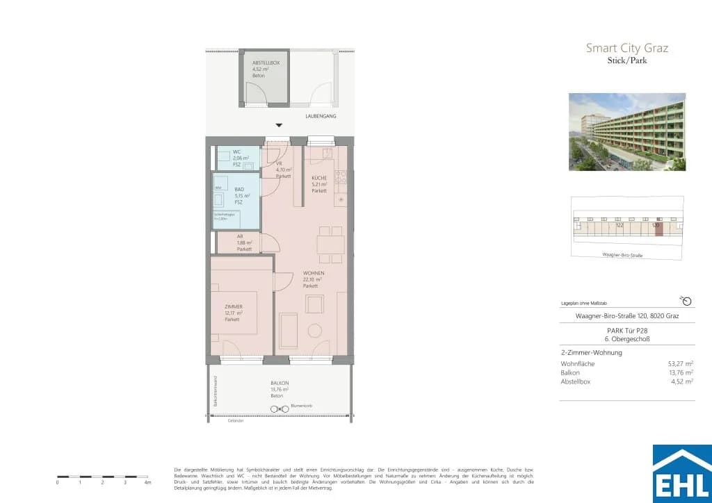 2-Zimmer-Wohnung mieten in Graz – 53,27 m², € 900 – Bild 16 von 16