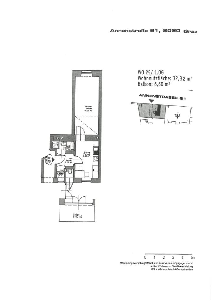 1-Zimmer-Wohnung kaufen in Graz – 32,32 m², € 98.000 – Bild 6 von 6