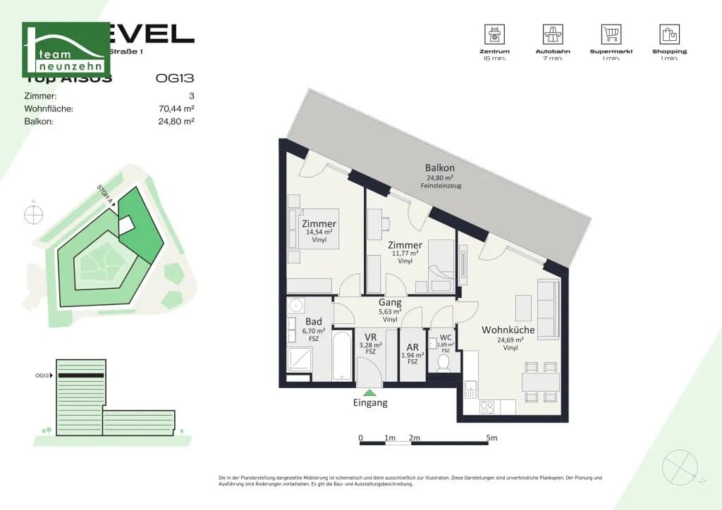 3-Zimmer-Wohnung mieten in Graz – 70,41 m², € 1.259 – Bild 25 von 25