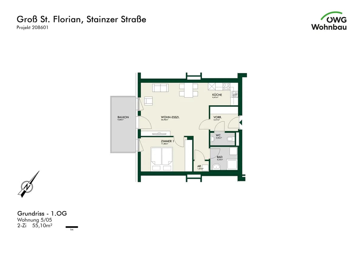 2-Zimmer-Wohnung mieten in Deutschlandsberg – 55,1 m², € 750 – Bild 11 von 12