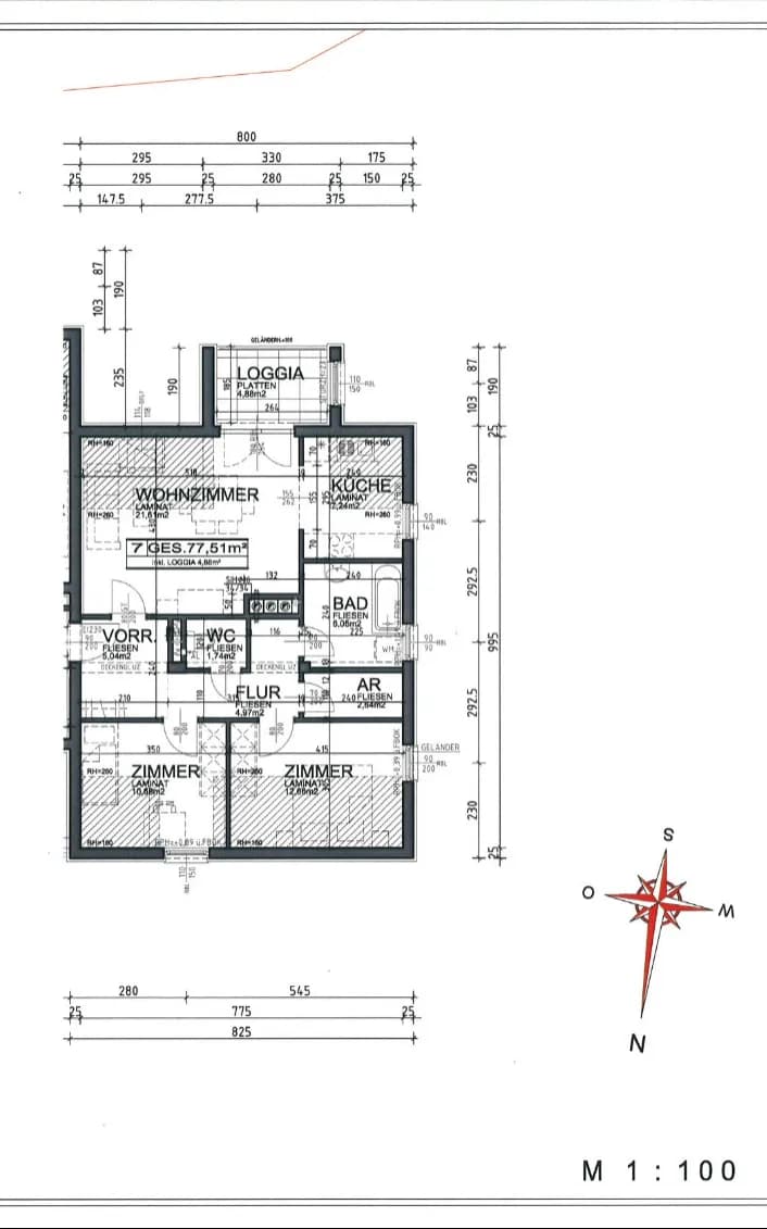 3-Zimmer-Wohnung mieten in Güssing – 77,51 m², € 525 – Bild 2 von 2