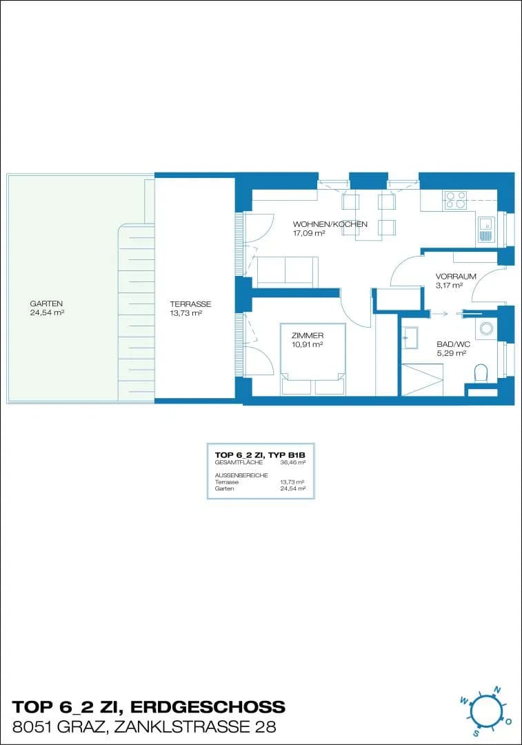 2-Zimmer-Wohnung mieten in Graz – 36,46 m², € 703 – Bild 11 von 11