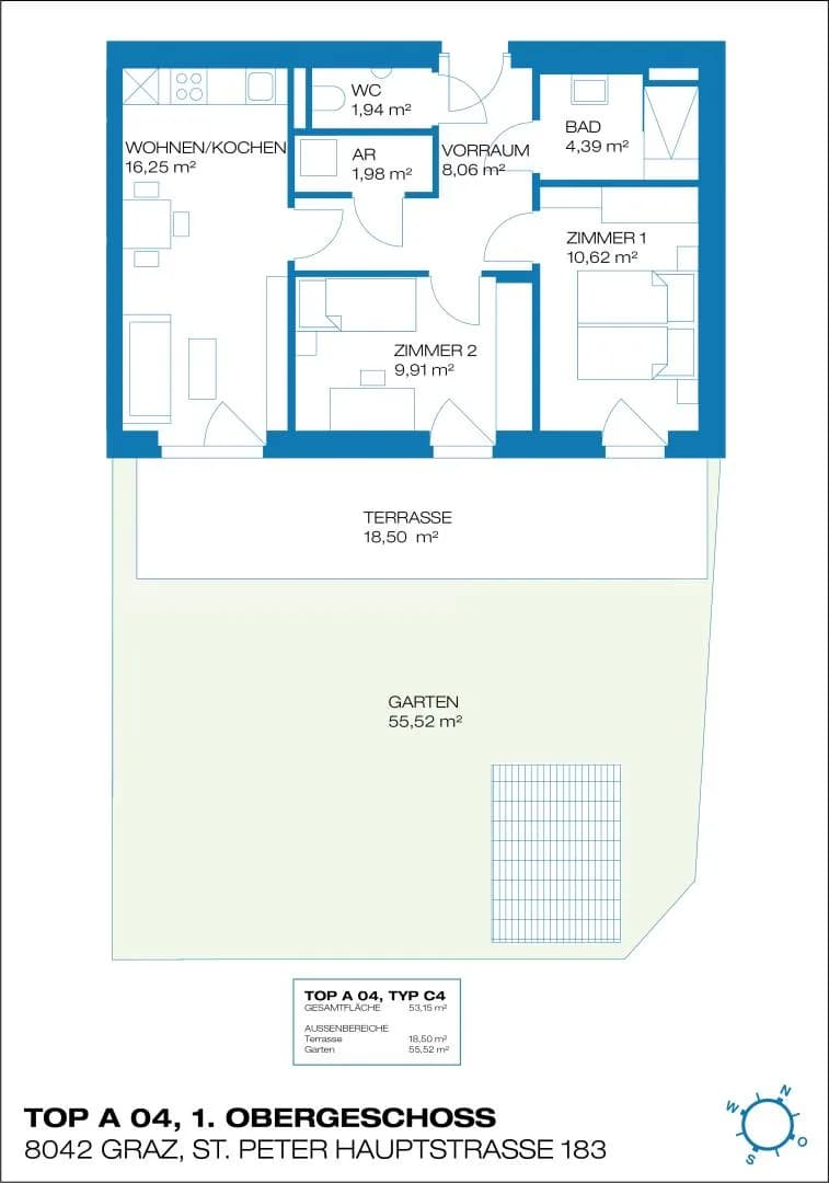 3-Zimmer-Wohnung mieten in Graz – 53,66 m², € 975 – Bild 17 von 17