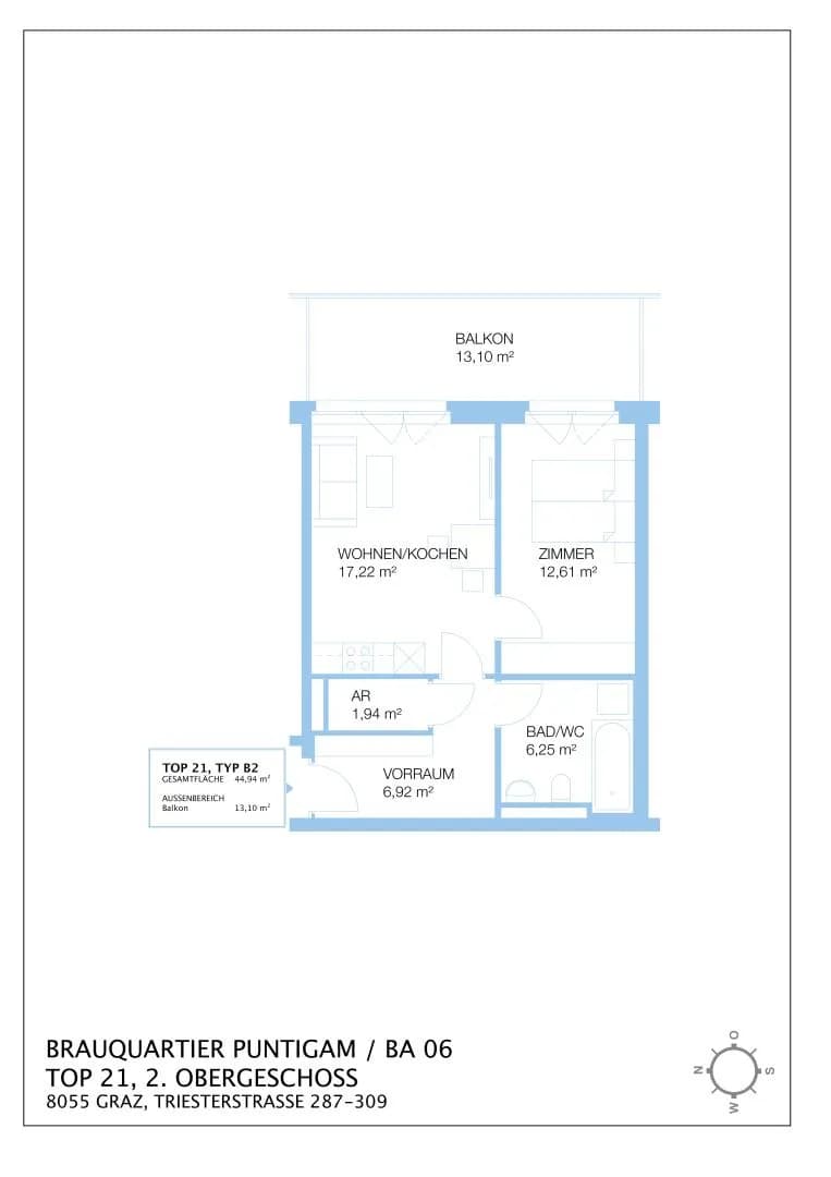2-Zimmer-Wohnung mieten in Graz – 44,94 m², € 605 – Bild 12 von 12