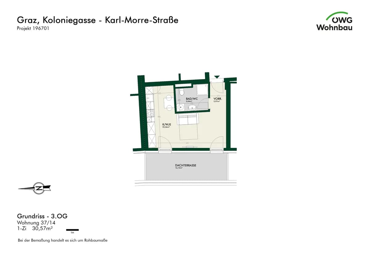 1-Zimmer-Wohnung mieten in Graz – 30,6 m², € 665 – Bild 5 von 5