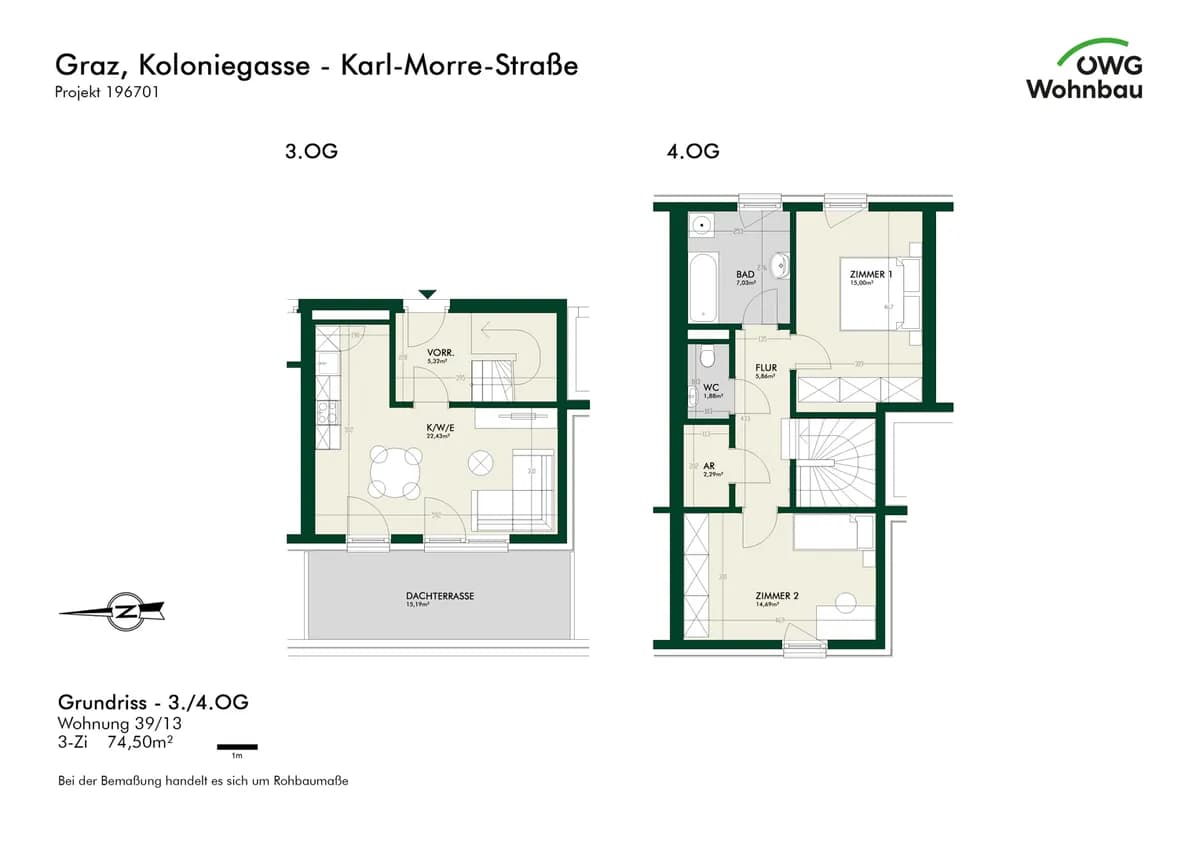 3-Zimmer-Wohnung mieten in Graz – 74,5 m², € 1.318 – Bild 5 von 5