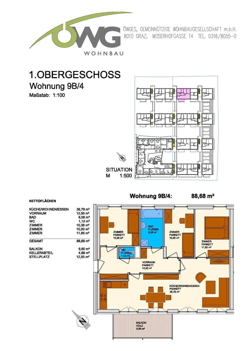 4-Zimmer-Wohnung mieten in Weiz – 88,6 m², € 1.231 – Bild 2 von 2