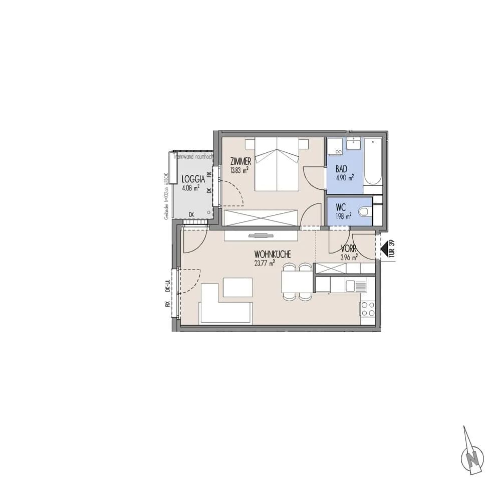 2-Zimmer-Wohnung kaufen in Wien – 48,34 m², € 253.288 – Bild 2 von 3