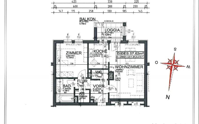 2-Zimmer-Wohnung mieten in Güssing – 57,62 m², € 420 – Bild 2 von 2