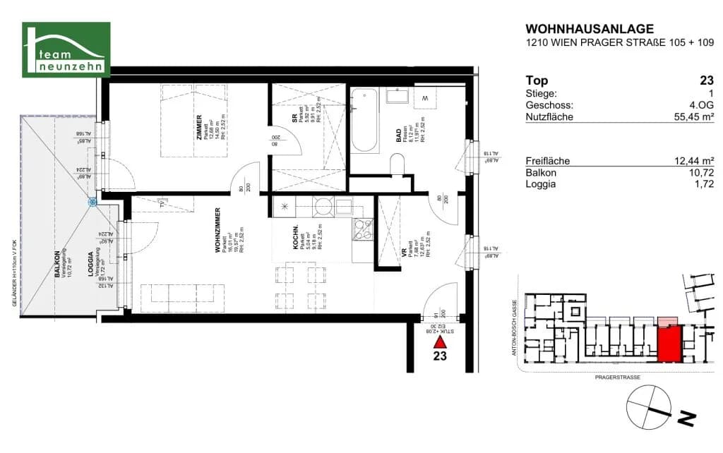 2-Zimmer-Wohnung mieten in Wien – 55,45 m², € 1.087 – Bild 20 von 20
