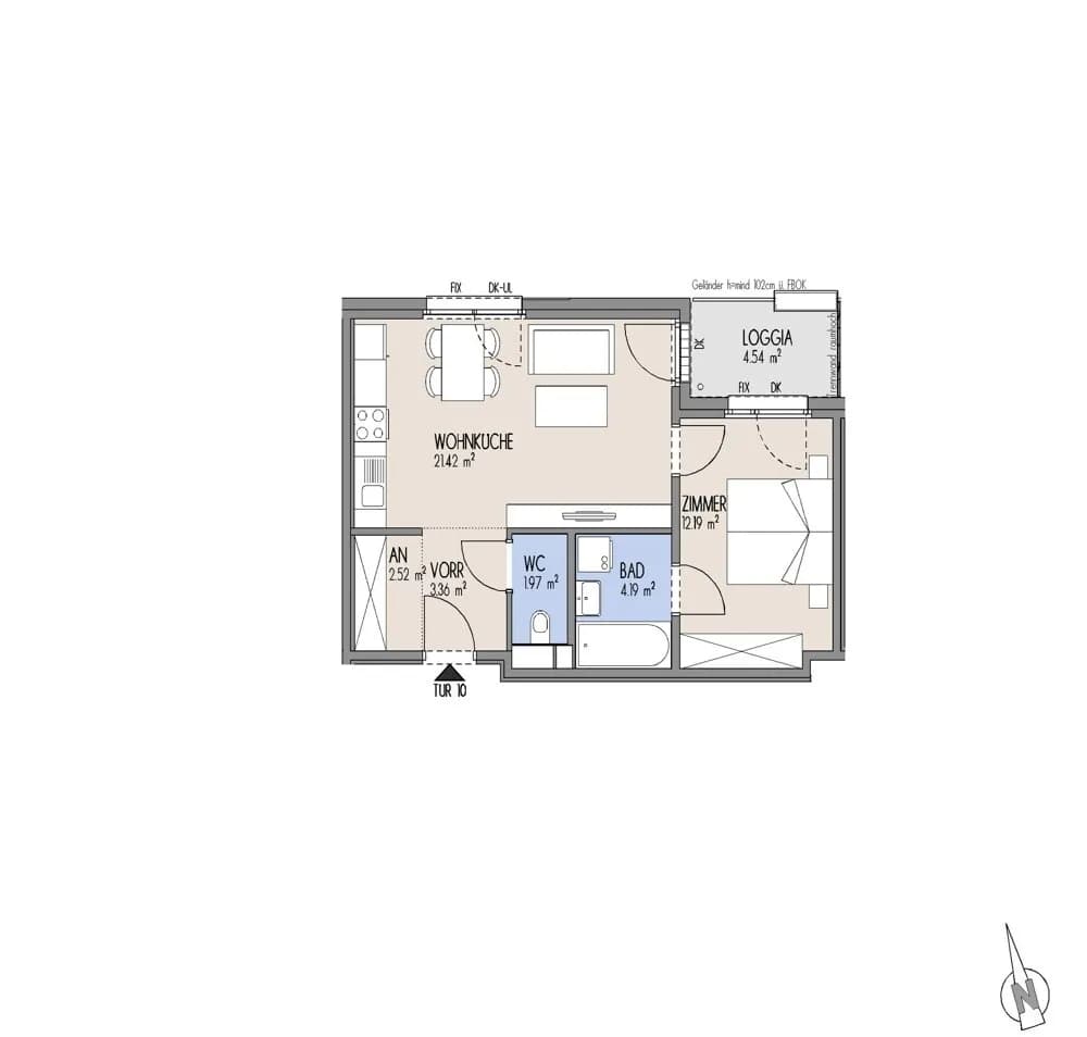 2-Zimmer-Wohnung kaufen in Wien – 45,65 m², € 229.393 – Bild 2 von 3
