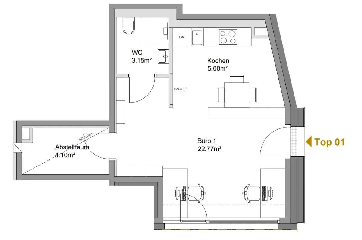 1-Zimmer-Gewerbeimmobilie kaufen in Wien – 35 m², € 180.910 – Bild 13 von 14