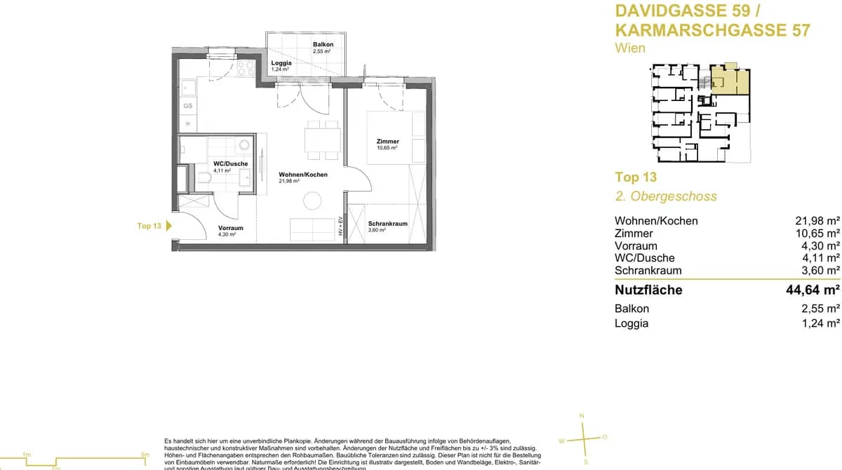 2-Zimmer-Wohnung kaufen in Wien – 44,64 m², € 273.900 – Bild 5 von 7