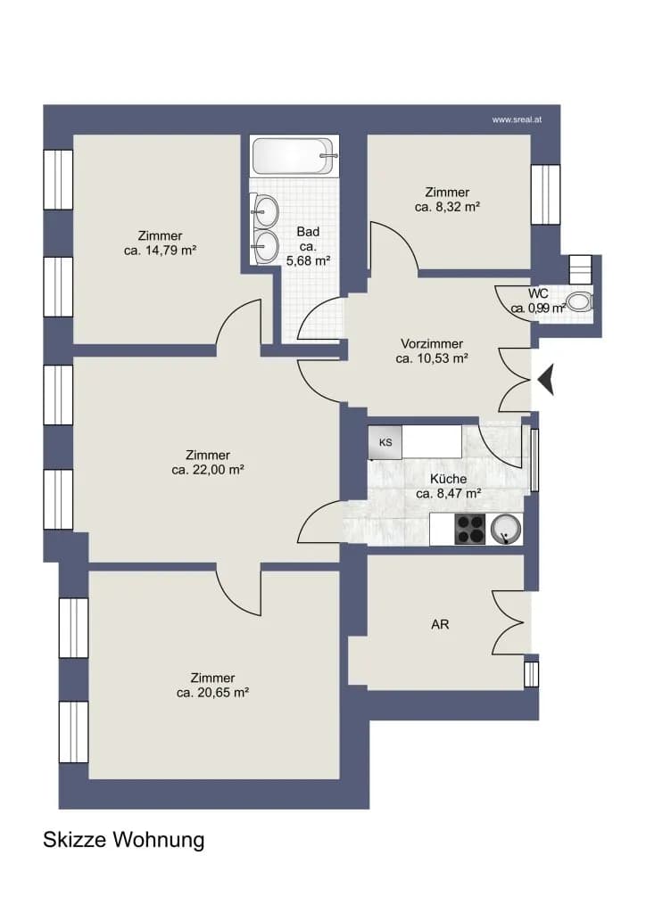 3-Zimmer-Wohnung kaufen in Wien – 92 m², € 425.000 – Bild 12 von 13