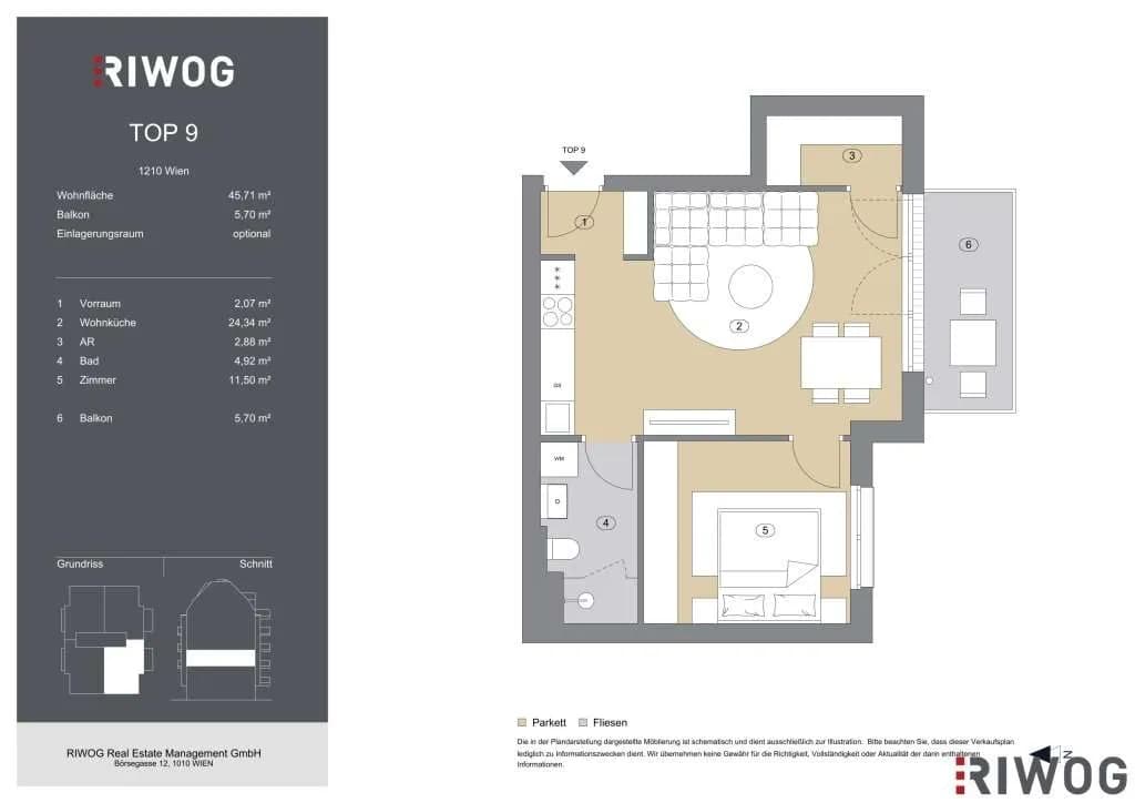 2-Zimmer-Wohnung kaufen in Wien – 45,71 m², € 279.000 – Bild 7 von 7
