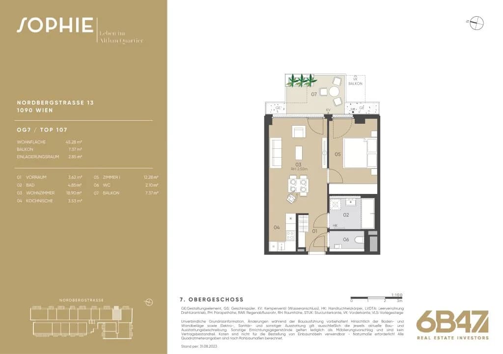 2-Zimmer-Wohnung kaufen in Wien – 45,28 m², € 550.500 – Bild 13 von 13