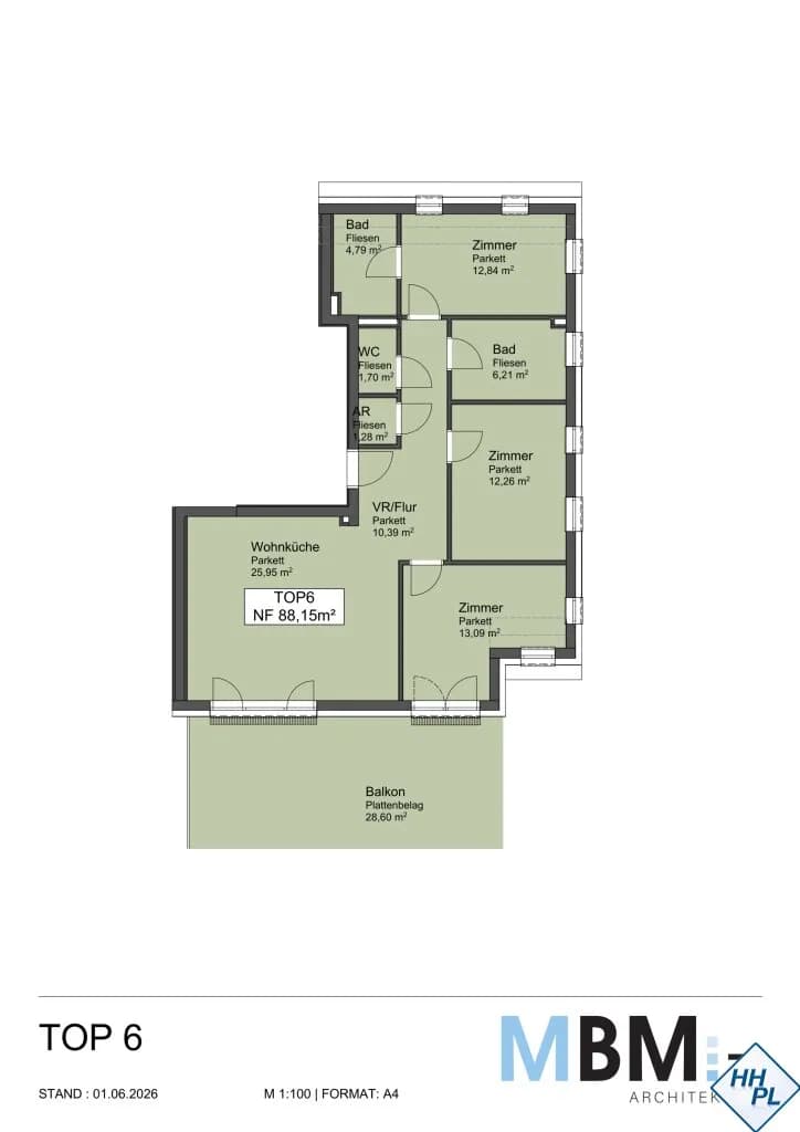 4-Zimmer-Wohnung kaufen in Mödling – 88,15 m², € 729.750 – Bild 7 von 8