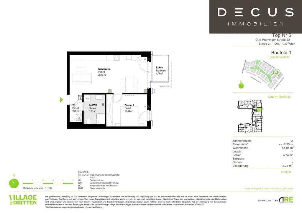 2-Zimmer-Wohnung mieten in Wien – 51,52 m², € 1.099 – Bild 5 von 5