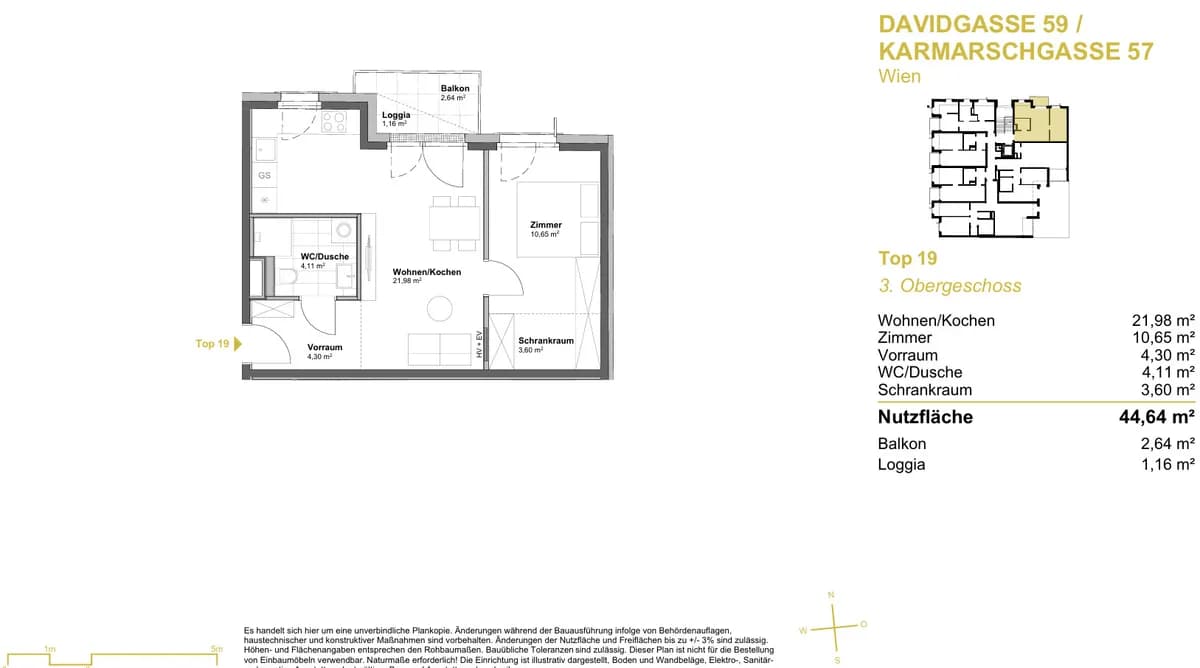 2-Zimmer-Wohnung kaufen in Wien – 44,64 m², € 282.500 – Bild 6 von 8