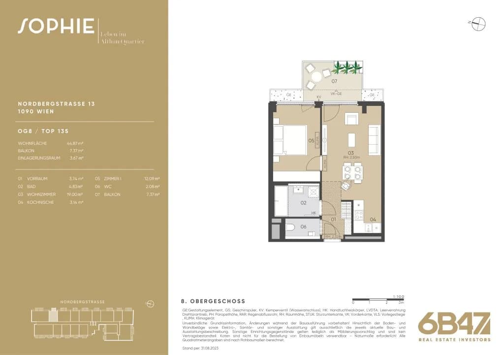 2-Zimmer-Wohnung kaufen in Wien – 45,28 m², € 555.000 – Bild 13 von 13