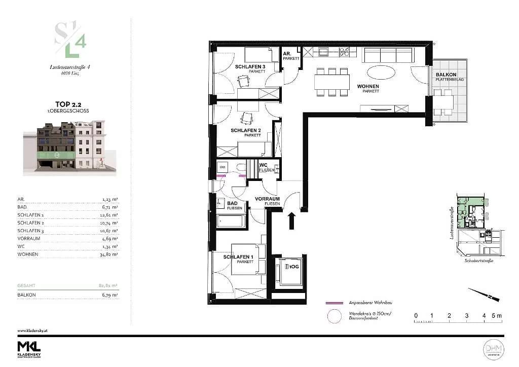 4-Zimmer-Wohnung kaufen in Linz – 82,81 m², € 549.000 – Bild 2 von 4