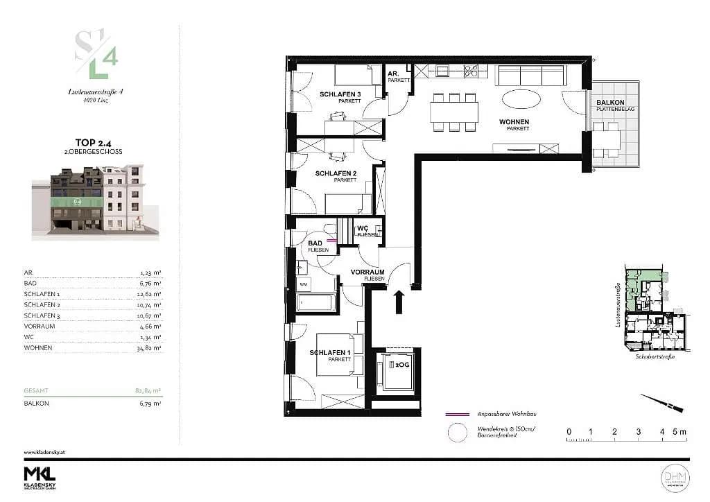 4-Zimmer-Wohnung kaufen in Linz – 82,42 m², € 572.000 – Bild 2 von 4