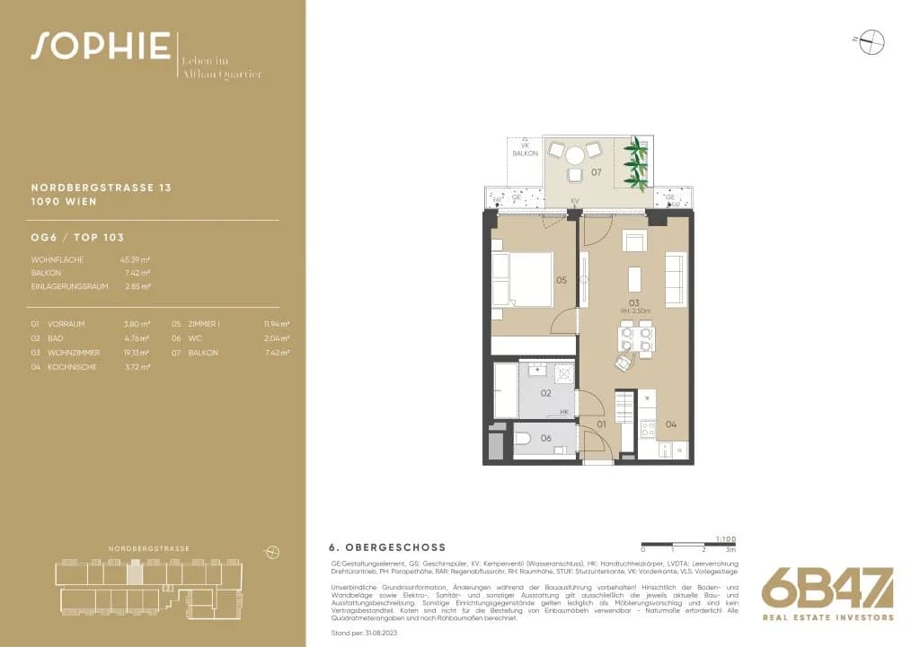 2-Zimmer-Wohnung kaufen in Wien – 45,37 m², € 520.500 – Bild 13 von 13
