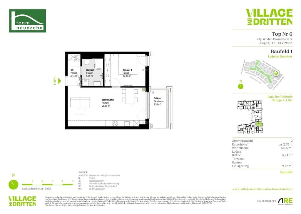 2-Zimmer-Wohnung mieten in Wien – 51,52 m², € 1.149 – Bild 29 von 29
