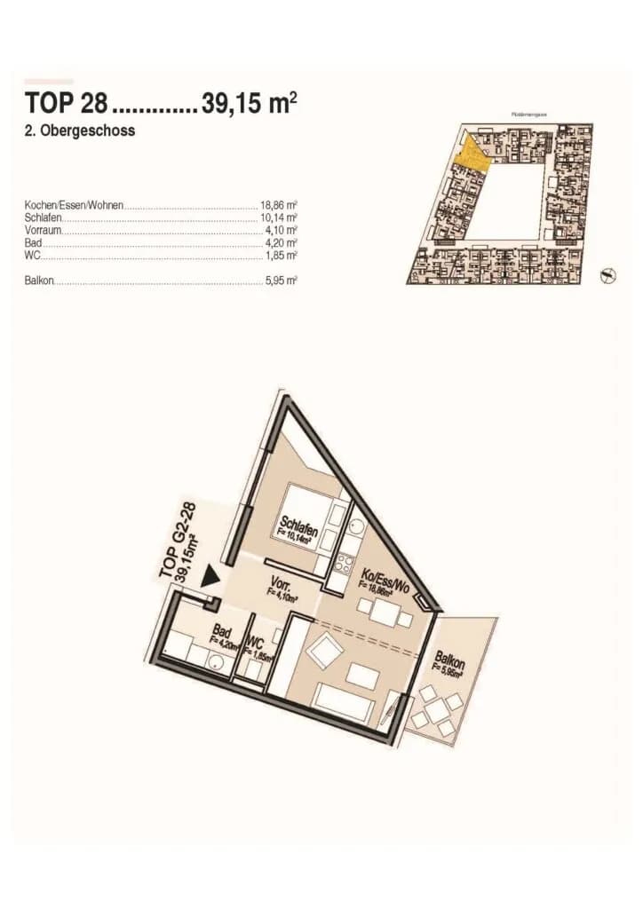 2-Zimmer-Wohnung mieten in Graz – 39,15 m², € 995 – Bild 10 von 10