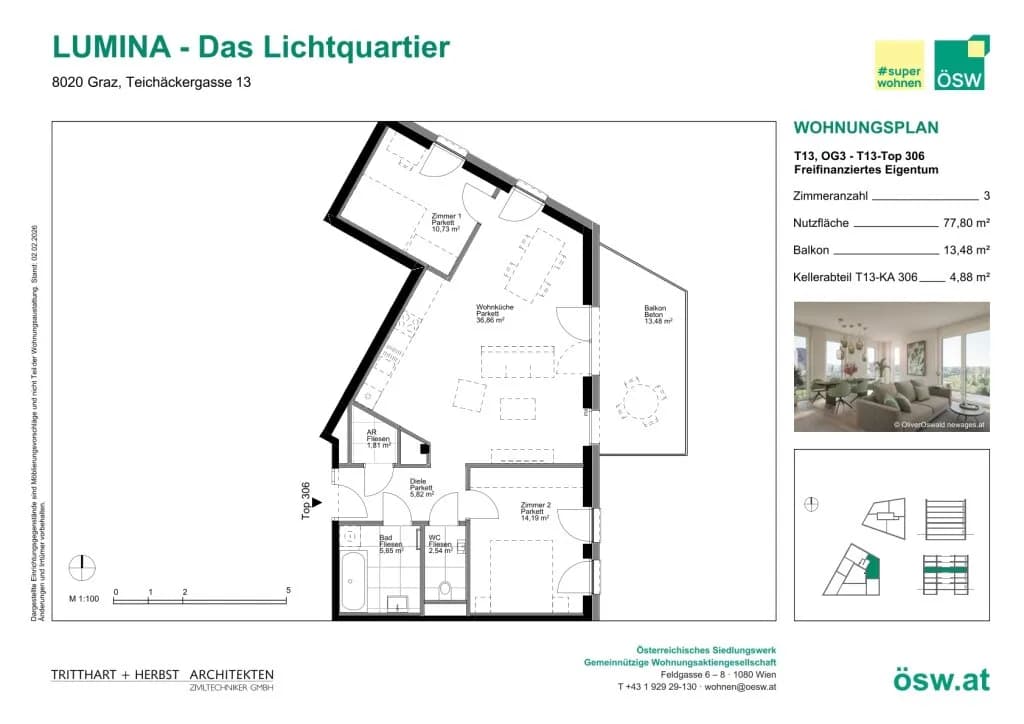 3-Zimmer-Wohnung kaufen in Graz – 77,8 m², € 355.000 – Bild 2 von 11