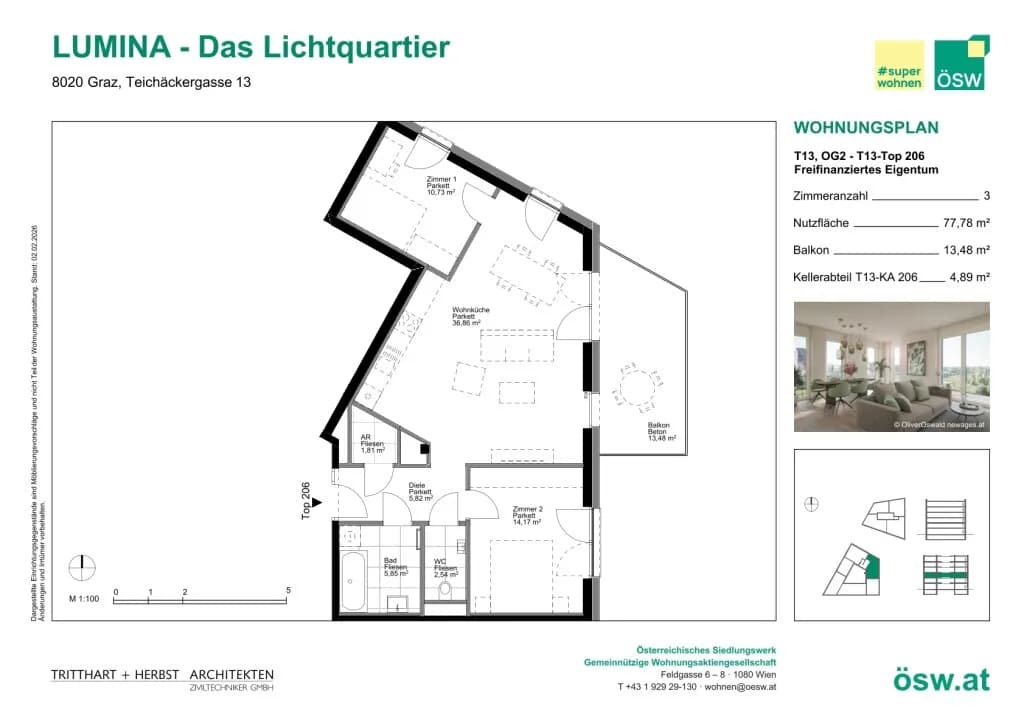 3-Zimmer-Wohnung kaufen in Graz – 77,78 m², € 348.000 – Bild 2 von 11