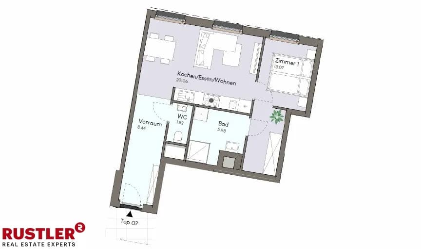 2-Zimmer-Wohnung kaufen in Baden – 49,37 m², € 269.000 – Bild 2 von 2