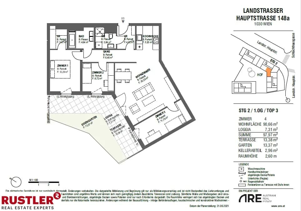 4-Zimmer-Wohnung mieten in Wien – 97,97 m², € 1.680 – Bild 1 von 2