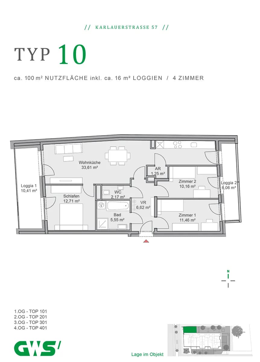 4-Zimmer-Wohnung mieten in Graz – 83,13 m², € 1.119 – Bild 5 von 5